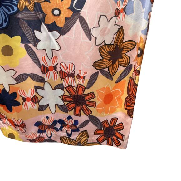 Acne‎ Studios Delina Retro Floral Print Satin Shift Dress Multicolor EU 34 - Picture 6 of 11